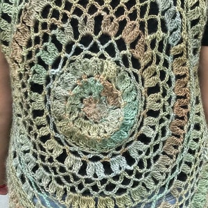 Lichen Vest handmade crocheted mandala vest with hood