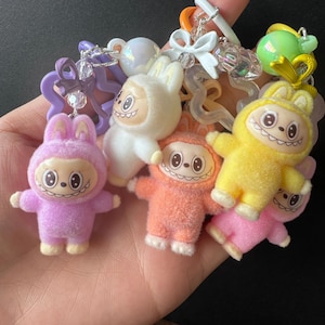 Schattige pluche Labu Bunny-sleutelhanger voor tassen of sleutels | Kawaii rugzakhanger | Grappige pluche lafufu-poppenbedel | Cadeau voor meisjes tieners studenten