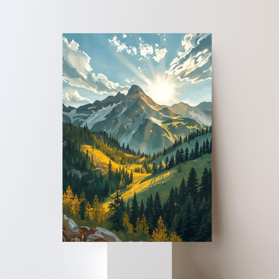 Golden Sunset Mountain Wall Art Printable, Warm Light Landscape, Alpine ...