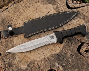 Handmade Leon Kennedy Knife – D2 Steel Bowie Blade with Sheath | RE4 Collector Gift