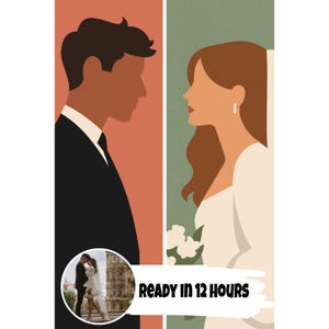 Personalized Couple Portrait from Photo | Couple Contemporary Art | Custom Minimalist Portrait | Anniversary Gift | Wedding Gift