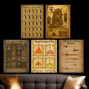 Set of 5 Adventure Time Posters | Medieval Style Printable Wall Art | Finn Jake Bubblegum | Cartoon Network Gift | Adventure Time Decor