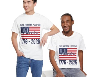 T-shirt Amerikaanse vlag, cadeau voor haar/hem, 250-jarig jubileum