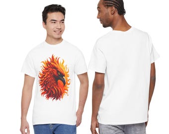 Fiery Phoenix Rising: Intricate Flame Bloom Graphic T-shirt - Mythical Bird Rebirth Art, gedurfd en uniek statement-T-shirt