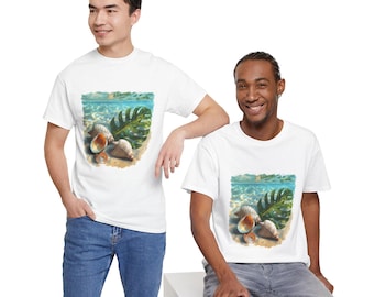 T-shirt tropische schelpen Underwater Art, cadeau voor haar/hem, Summer Beach Vibes