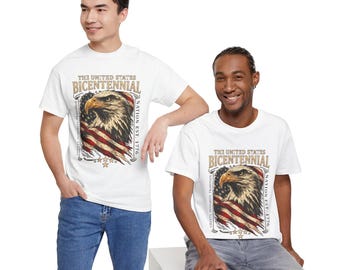 Shirt tweehonderdjarig Amerikaans adelaar, vintage T-shirt Amerikaanse vlag patriottische vlag, retro Independence Day Heritage-top