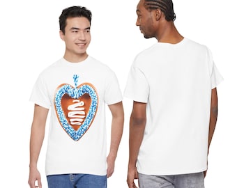 Beierse Lebkuchenherz blauw lint traditioneel Oktoberfest Premium Duits feestfestival kwaliteitsontwerp trendy stijlvol T-shirt