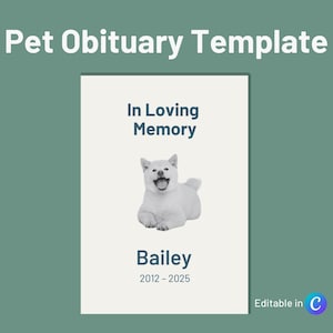 Obituary Template for Pets - Editable and Printable at Home