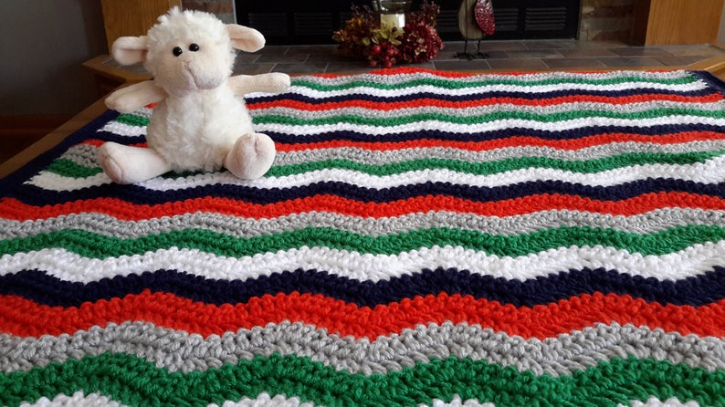 baby boy nursery orange navy gray white green QUICK SHIPPING handmade baby boy dinosaur nursery Crochet baby blanket crib blanket