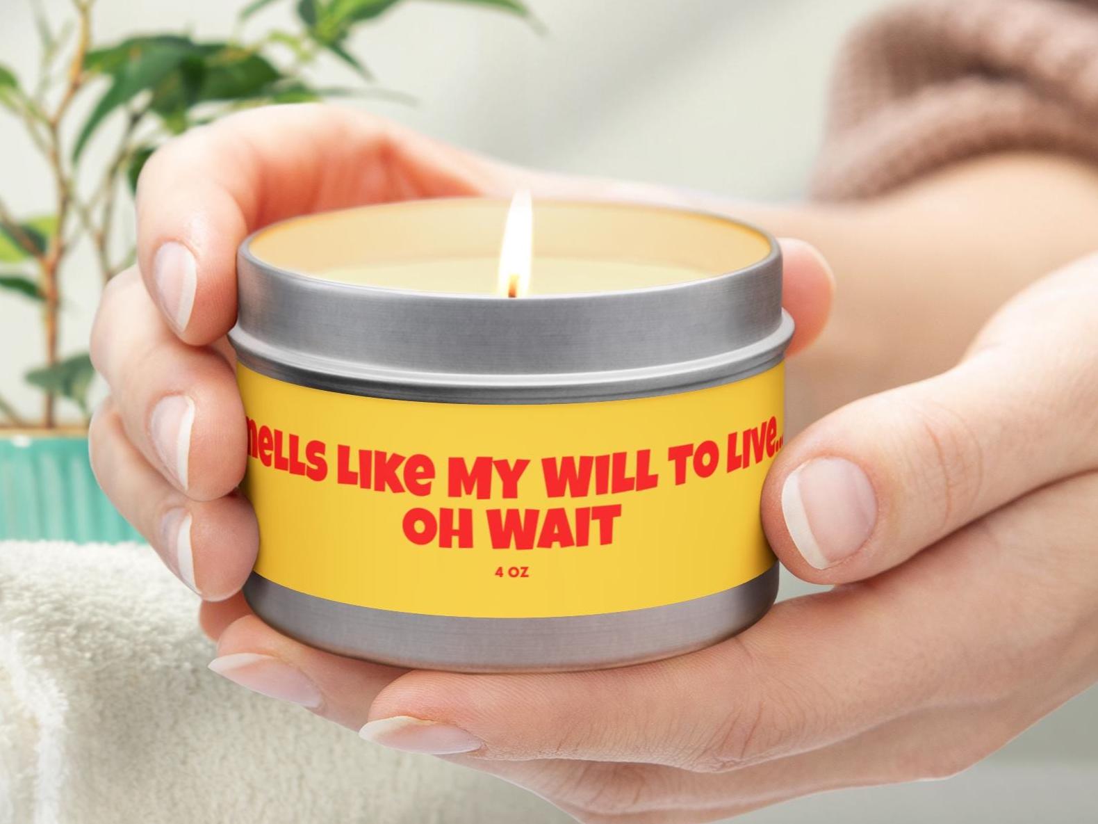 面白いブラックユーモアキャンドル | 生きる意志の香り… ああ、待てよ