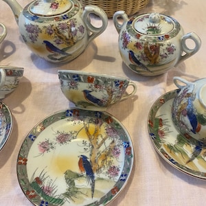 Vintage Eggshell Porcelin Japanese Handpainted Tea Set