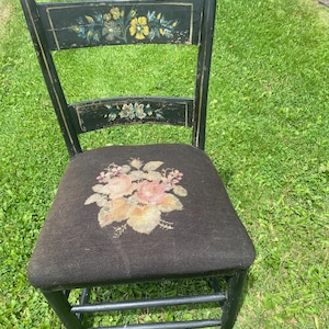 Vintage Hitchcock Chair with petit point seat