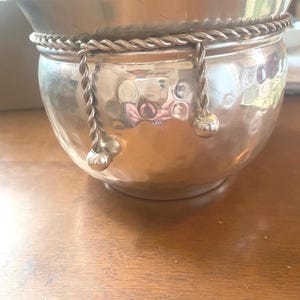 Vintage Hammered Silver Plated Planter Catchpot