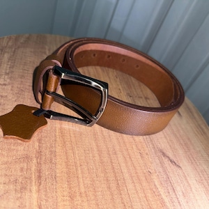 Handmade Full Grain Brown Leather Belt - Vintage Style Men&#39;s Belt