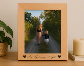 Cadre photo en bois personnalisé, cadre photo personnalisé en aulne rouge gravé, cadeau pour la famille, cadeau de pendaison de crémaillère