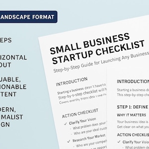 Small Business Startup Checklist: Step-by-Step Guide (A4 PDF Digital Download