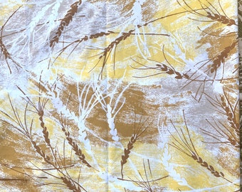 1970’s BIBB Twin Flat Sheet, Golden Wheat Print, Percale, Like New