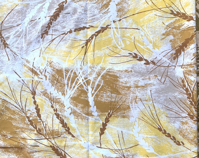 1970’s BIBB Twin Flat Sheet, Golden Wheat Print, Percale, Like New