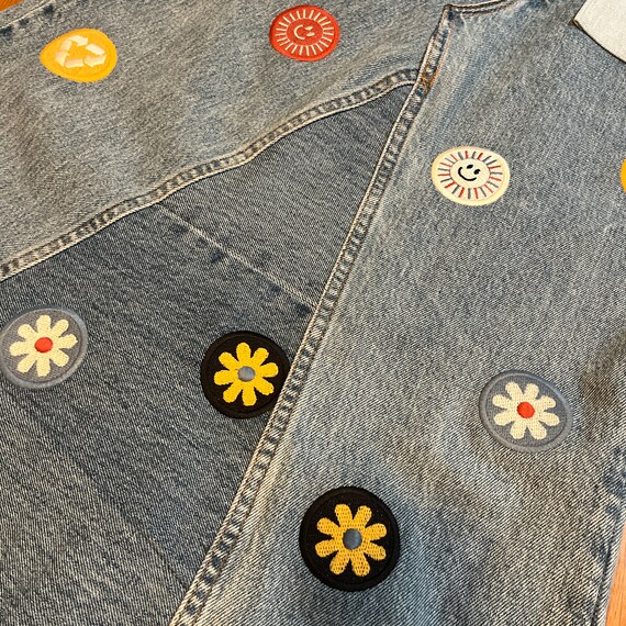 Denim Maxi Skirt with Patches, Reworked Vintage L… - image 5