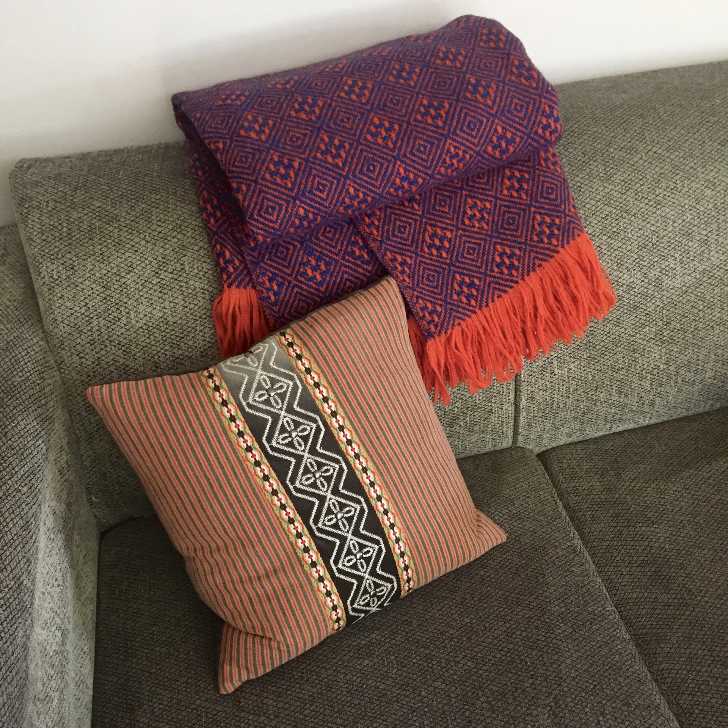 Pendleton Blanket with Fringe, Vintage Throw Blanket, Blue and Orange