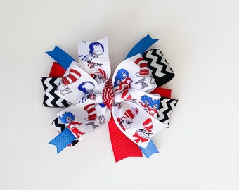 Dr.Seuss Cat in the Hat Hair Bow, Thing One and Thing Two Hair Clip, Baby and Toddler Headband, Girls Hairbow