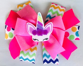 Unicorn Hair Bow,  Rainbow Unicorn Hair Clip, Unicorn Headband, Unicorn Birthday, Baby Headband, Girls Hairbow