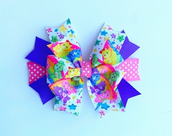 Care Bears Pinwheel Hair Bow - Rainbow Spike Hair Clip - Baby and Toddler Headband