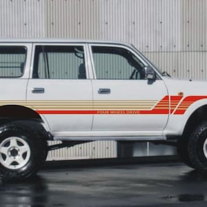 Stickerset Land Cruiser 80-serie met zijstreep: FJ80 FZJ80 vinylafbeeldingen