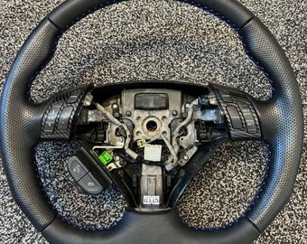 Leather Flat Bottom Steering Wheel for Honda Accord CL7 CL9 Acura TSX (2004-2008)