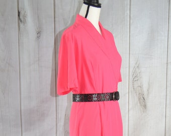 Vintage Carol Anderson Bright Pink 80's Dress Pencil Dress Knee Length Short Sleeve - M