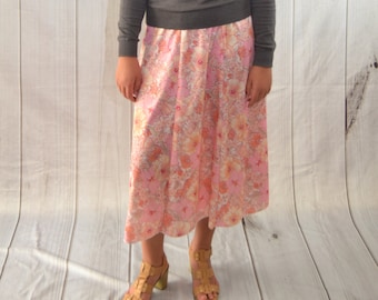 Pink Floral Skirt Polyester Skirt - Large - XL