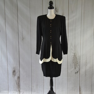 Vintage Black and White Danny & Nicole Dress Classy Business Dress 80&#39;s Dress - Medium