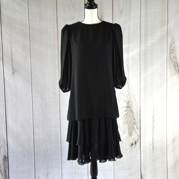 Vintage Dress Umba for Parnes Feinstein Black Party Dress 70's Semi Formal Dress Little Black Dress - Medium