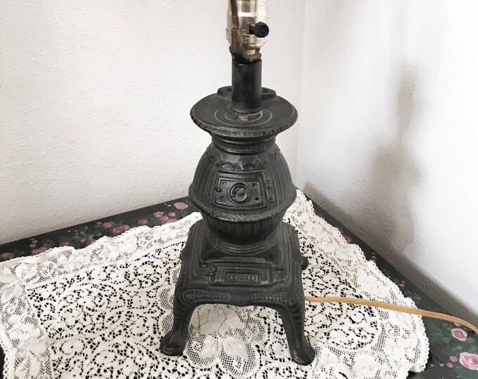 Vintage Table Lamp Pot Belly Stove Cast Iron Stove Lamp Etsy