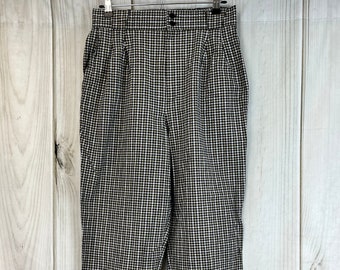 Vintage Women's Fundamental Things Plaid Pants Black and Tan - Medium