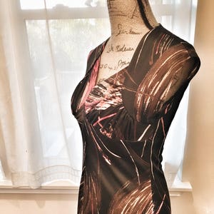 Vintage 70&#39;s Brown and Orange Retro Dress  - Medium - Shortsleeve Mid Calf Dress Mod 1970s Dress