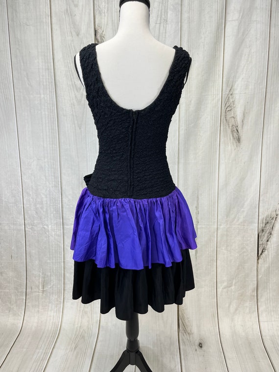 Vintage 1980's Black and Purple Party Dress Made … - image 4