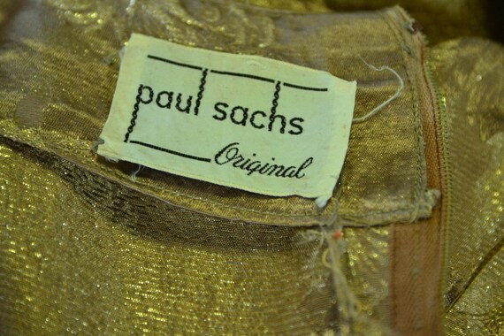 Vintage Paul Sachs Dress Shimmery Bronze with Ros… - image 5