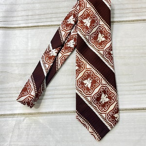 Vintage Herren Krawatte Retro Adler Krawatte Braun und Weiß