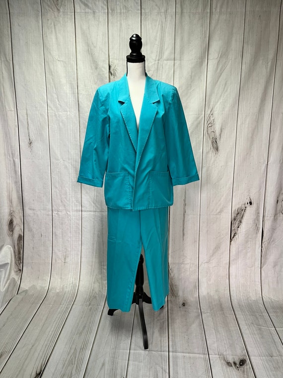 Vintage Koret Women's Blazer and Pants Teal Green 