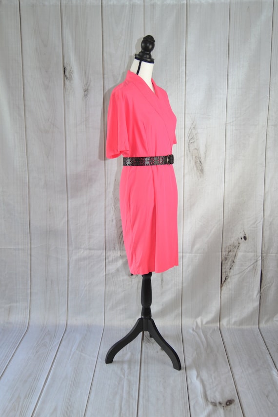 bright pink pencil dress The Deborah - Short Sleeved Pleated Pencil Dress