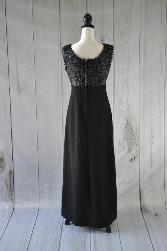 Vintage Long Black 90's Dress Sleeveless Sparkly … - image 4