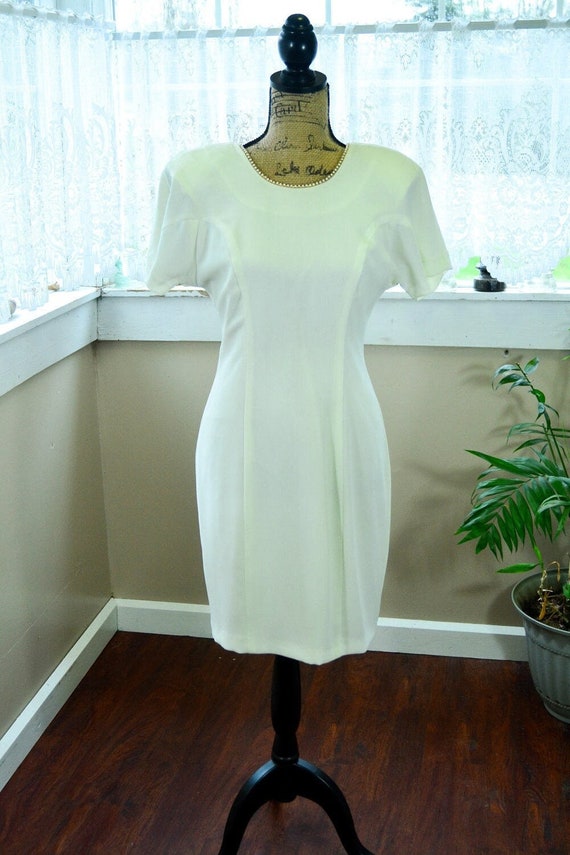 Vintage White 80's Dress Low-Back Dress by CDC Eve