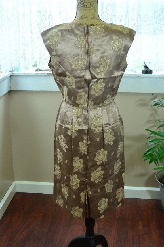 Vintage Paul Sachs Dress Shimmery Bronze with Ros… - image 3