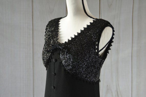 Vintage Long Black 90's Dress Sleeveless Sparkly … - image 1