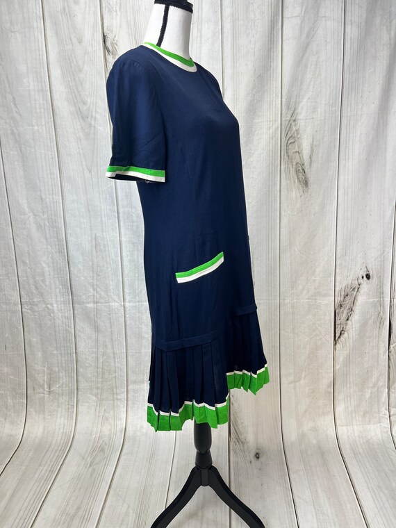 Vintage Blue Green White Drop Waist Dress Ronnie … - image 4