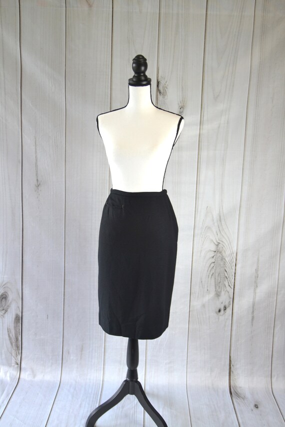 Vintage Classic Black Wool Skirt by Evan- Picone … - image 1