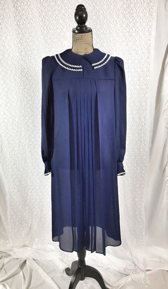 Vintage 1970's Blue Polyester Dress by JT Dress Lo