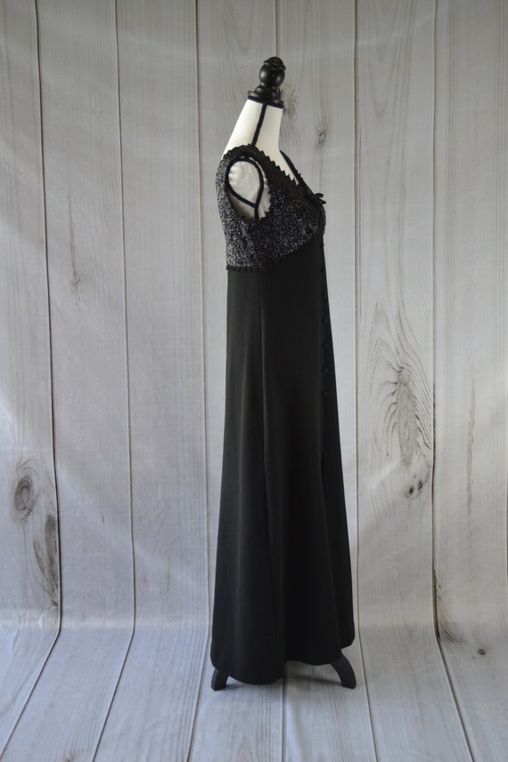 Vintage Long Black 90's Dress Sleeveless Sparkly … - image 5