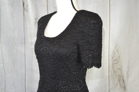 Vintage Formal Jumpsuit Dress Pants Black Lace Sh… - image 2